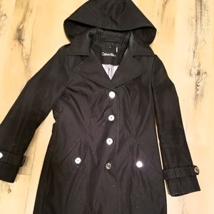 Calvin Klein Black/Silver Trench Coat